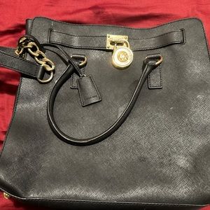 Black large shoulder bag with Michael Kors lock and key